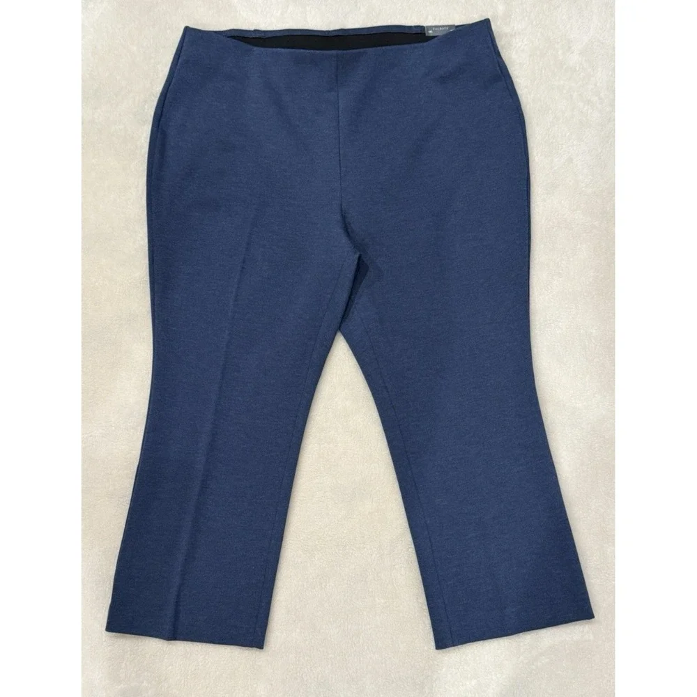 NWT Talbots Women's MONTAUK Pants Sz 22W Blue High Waist Ankle Flare Leg Pull-On